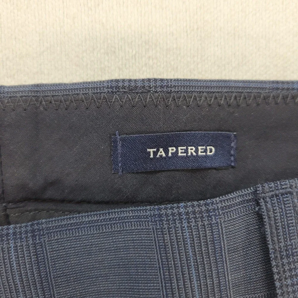 J.Crew Thompson Dress Pants Men 38x32 Blue Plaid Tapered Wool Blend Trouser